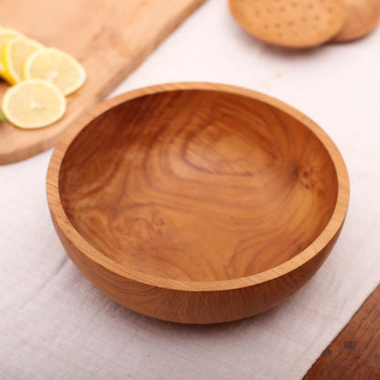 Calm Lumber Hand Carved Teak Wood Serving Bowl from Bali