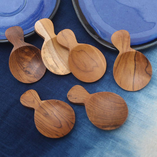 Time with Friends Handmade Sawo Wood Sugar Spoons from Bali (Set of 6)