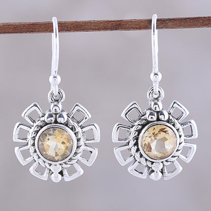 Gleaming Bloom Gleaming Citrine Dangle Earrings Crafted in India