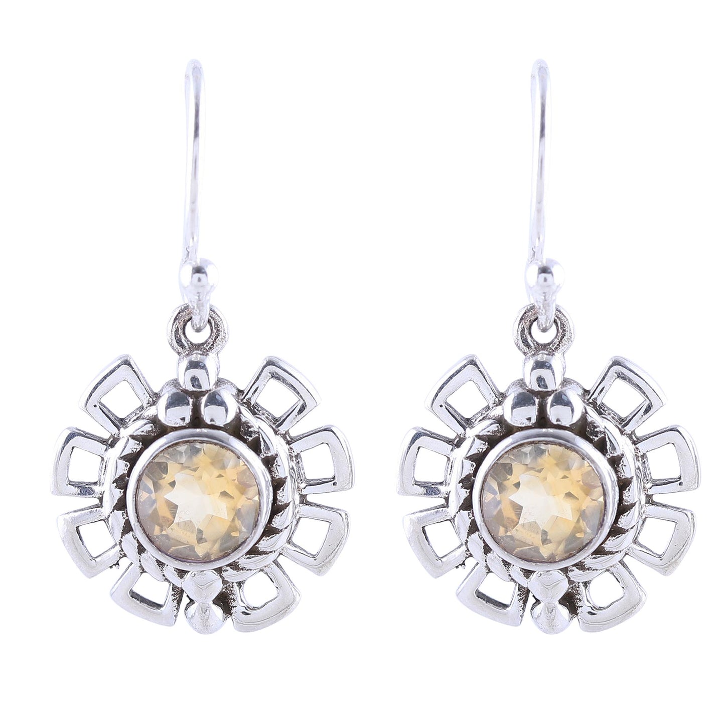 Gleaming Bloom Gleaming Citrine Dangle Earrings Crafted in India