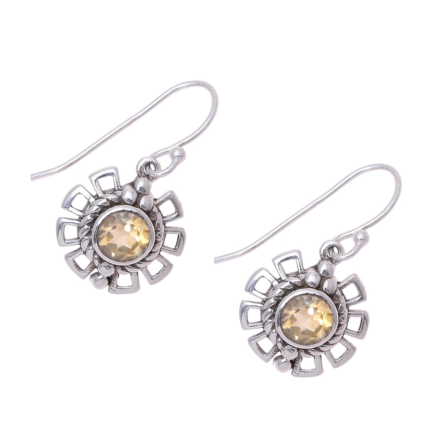 Gleaming Bloom Gleaming Citrine Dangle Earrings Crafted in India