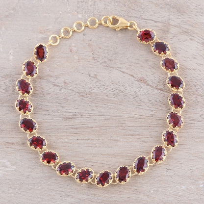 Regal Garland Gold Plated 20-Carat Garnet Tennis-Style Bracelet from India