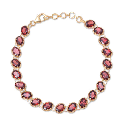 Regal Garland Gold Plated 20-Carat Garnet Tennis-Style Bracelet from India