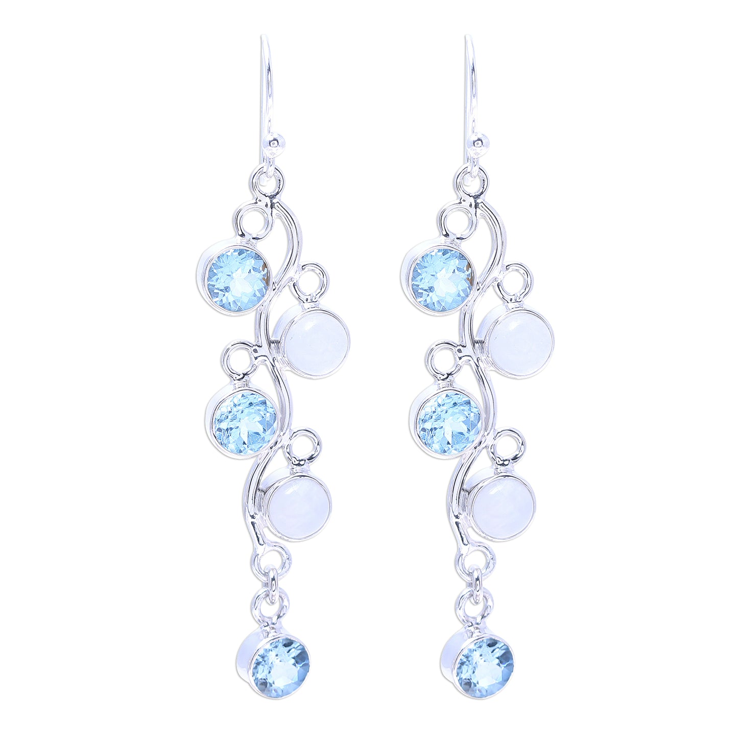 Morning Climber Blue Topaz Moonstone Earrings