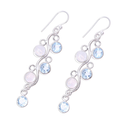 Morning Climber Blue Topaz Moonstone Earrings