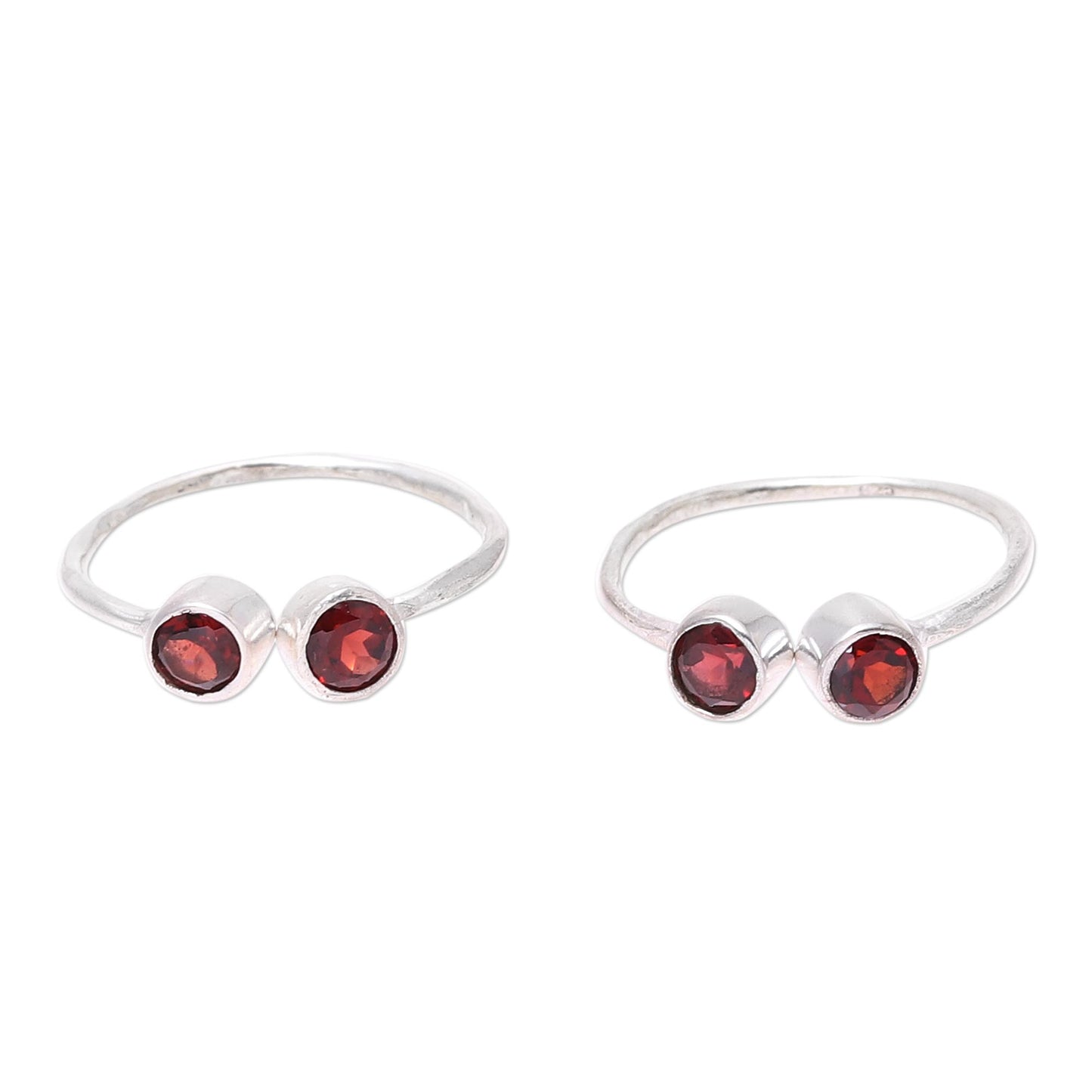 Twin Elegance Sparkling Garnet Toe Rings Crafted in India (Pair)