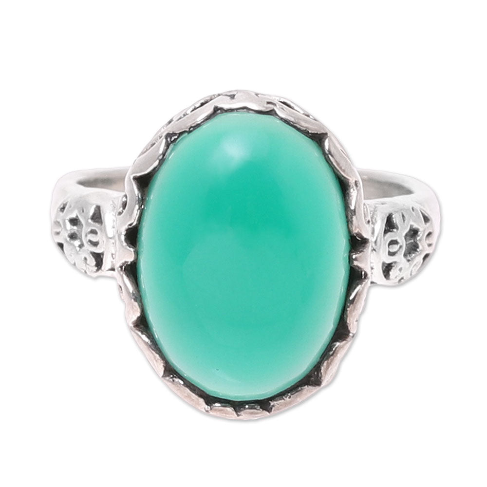 Glamorous Beauty in Green Oval Onyx Cocktail Ring in Green from India