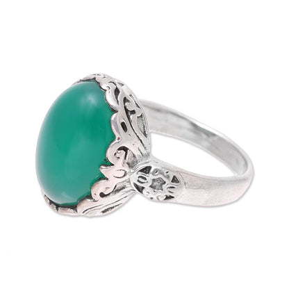 Glamorous Beauty in Green Oval Onyx Cocktail Ring in Green from India