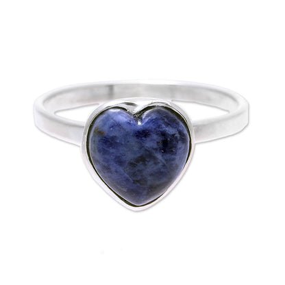 Gemstone Heart Heart-Shaped Sodalite Cocktail Ring from India