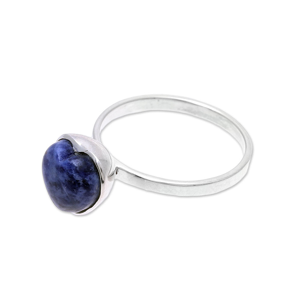 Gemstone Heart Heart-Shaped Sodalite Cocktail Ring from India