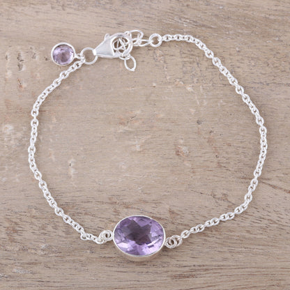 Fashionable Sparkle Faceted Amethyst Pendant Bracelet from India