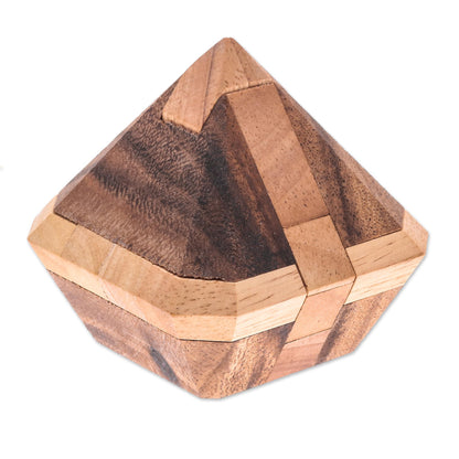 Brilliant Diamond Diamond-Shaped Raintree Wood Puzzle from Thailand