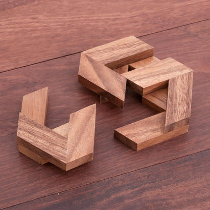 Elegant Hexagon Hexagonal Raintree Wood Puzzle from Thailand