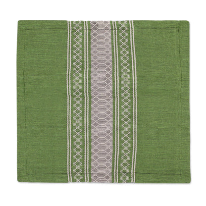 Rain of Lime Handwoven Cotton Cushion Cover in Lime from Mexico