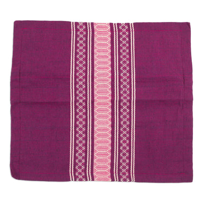 Delicious Boysenberry Handwoven Cotton Cushion Cover in Boysenberry from Mexico