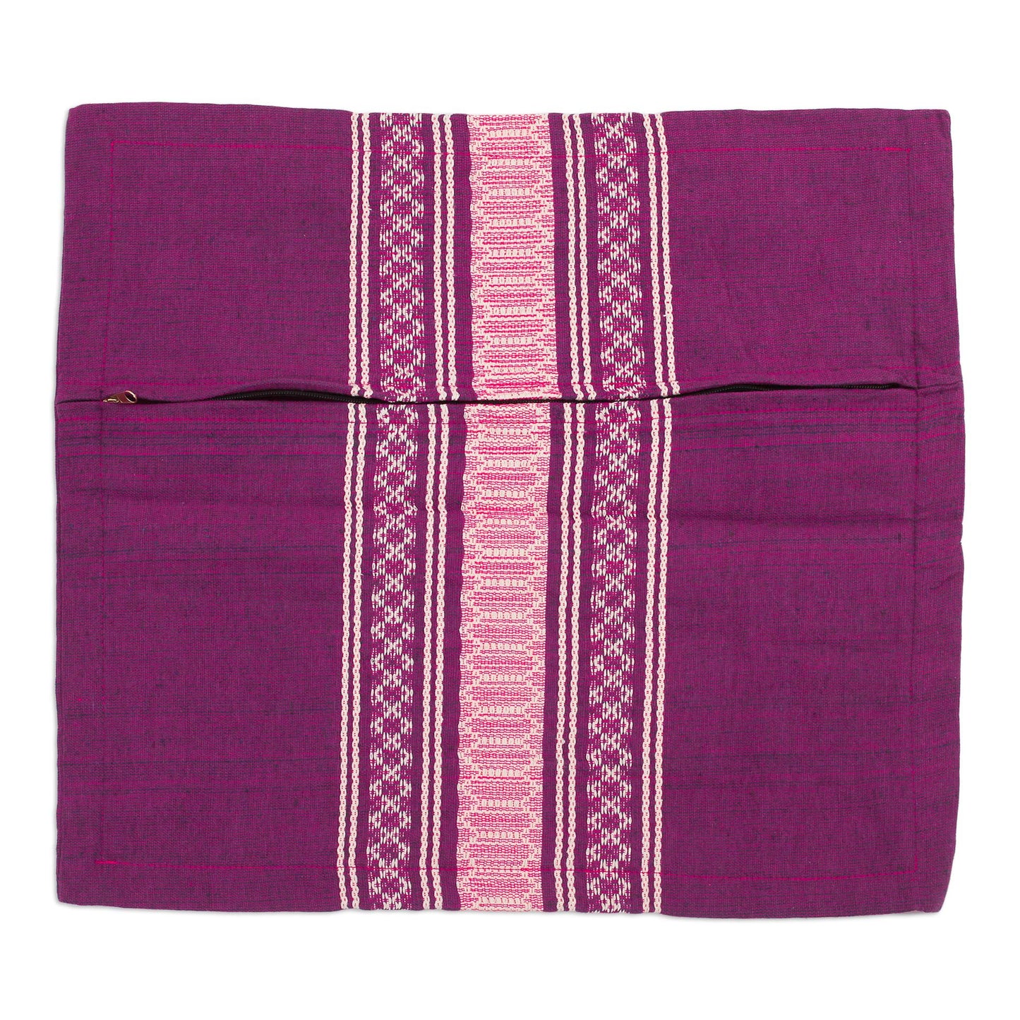 Delicious Boysenberry Handwoven Cotton Cushion Cover in Boysenberry from Mexico