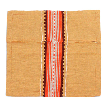 Brown Cotton Eco-Friendly Throw Pillow Cover, 'Amber History'