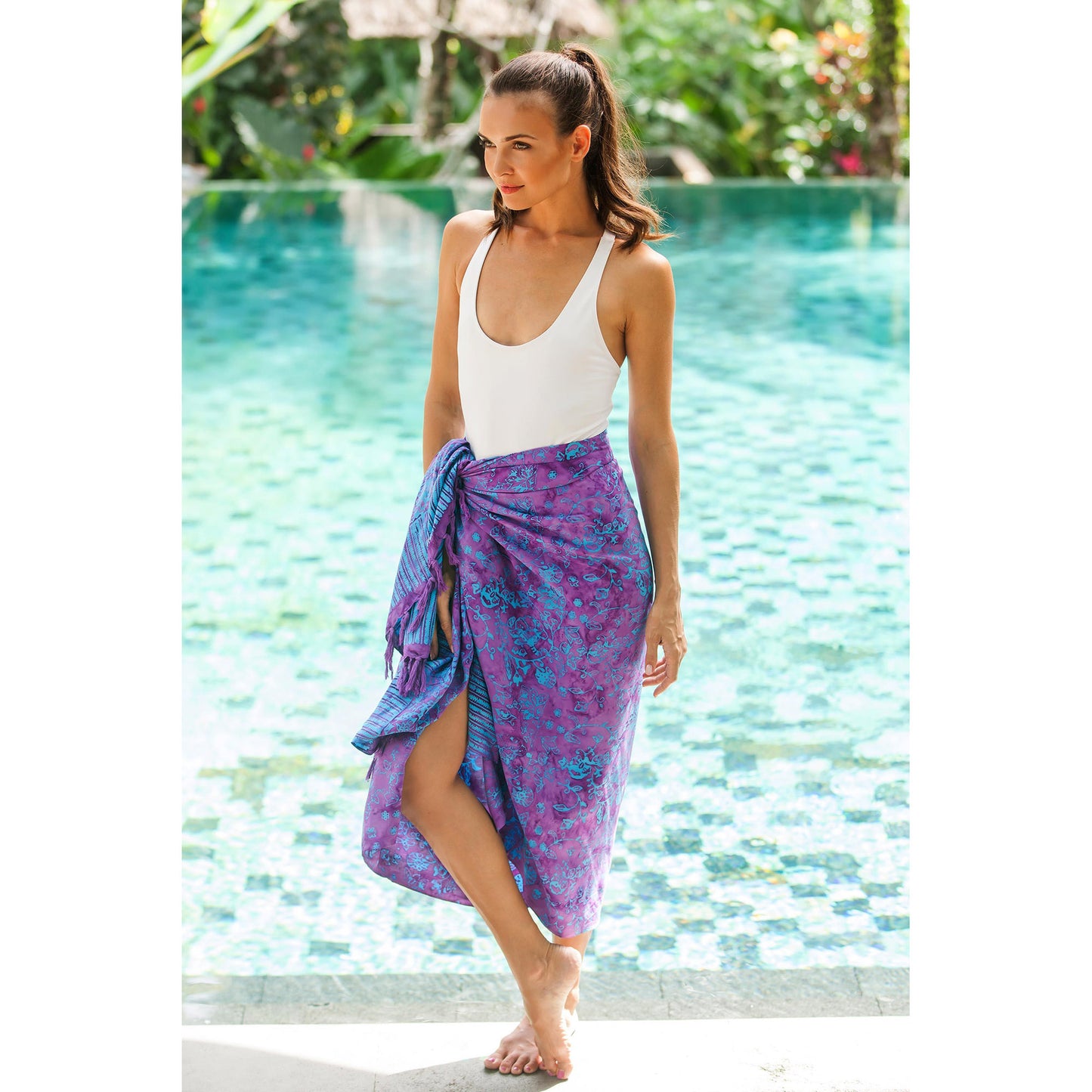 Mystifying Forest Blue & Purple Batik Sarong