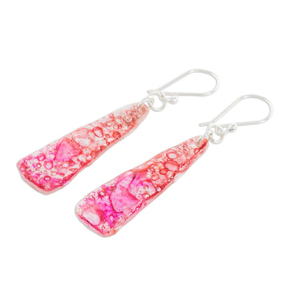 Peaceful Life in Pink Recycled CD Dangle Earrings in Pink from Guatemala