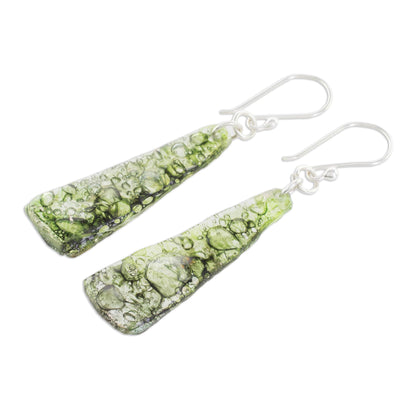 Peaceful Life in Green Recycled CD Dangle Earrings in Green from Guatemala