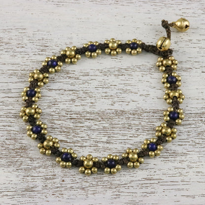 Musical Dream Lapis Lazuli Adjustable Beaded Anklet from Thailand