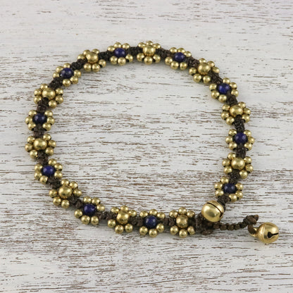 Musical Dream Lapis Lazuli Adjustable Beaded Anklet from Thailand