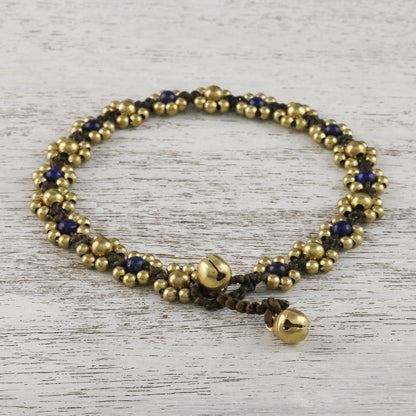 Musical Dream Lapis Lazuli Adjustable Beaded Anklet from Thailand