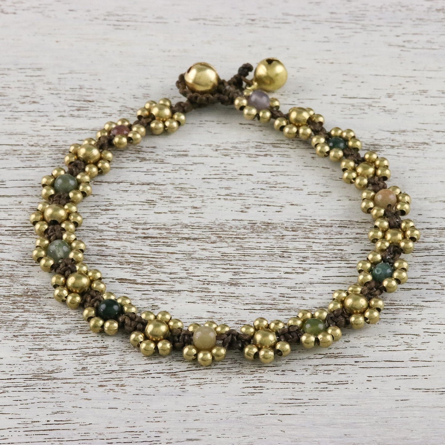 Musical Dream Agate Adjustable Beaded Anklet from Thailand