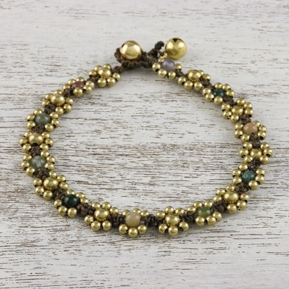 Musical Dream Agate Adjustable Beaded Anklet from Thailand