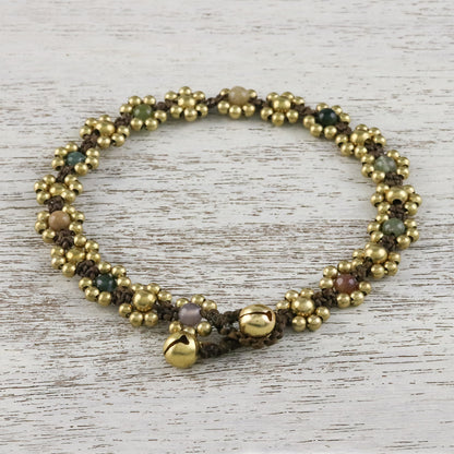 Musical Dream Agate Adjustable Beaded Anklet from Thailand