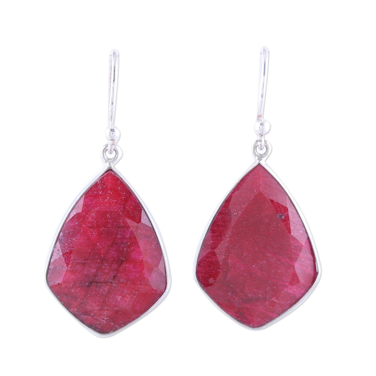 Passionate Muse Ruby and Sterling Silver Dangle Earrings from India