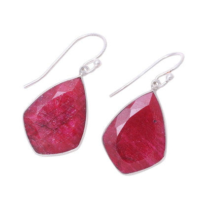 Passionate Muse Ruby and Sterling Silver Dangle Earrings from India