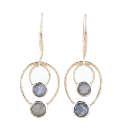 Dusky Glamour 18k Gold Plated Labradorite Dangle Earrings from India