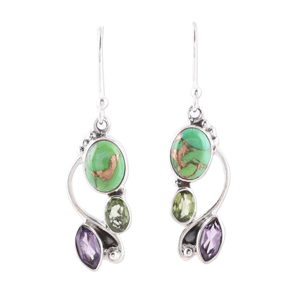 Classic Glamour Multi-Gemstone Dangle Earrings Crafted in India