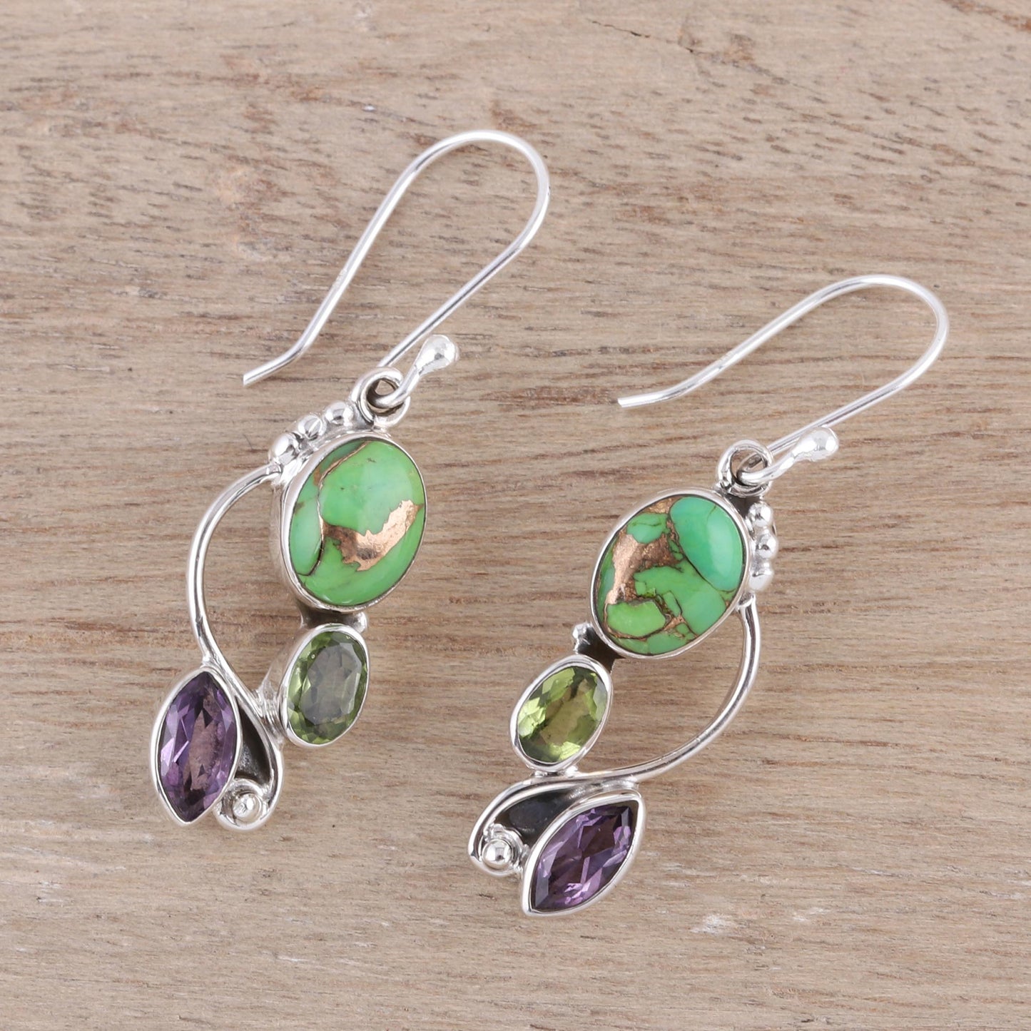 Classic Glamour Multi-Gemstone Dangle Earrings Crafted in India