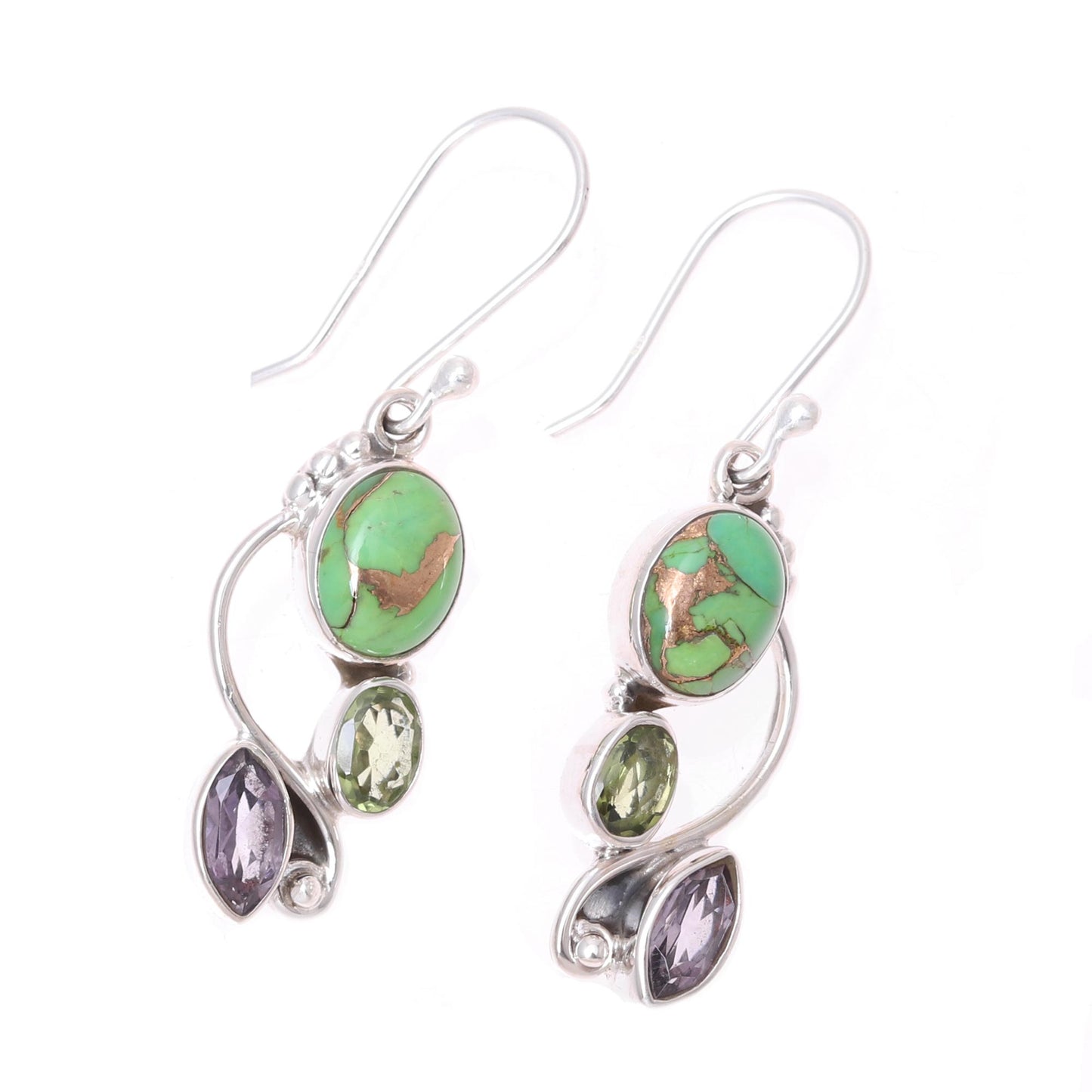 Classic Glamour Multi-Gemstone Dangle Earrings Crafted in India