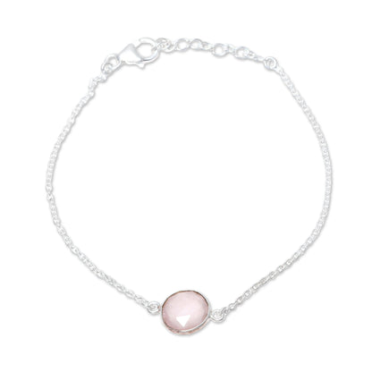 Pink Night Adjustable Rose Quartz Pendant Bracelet from India