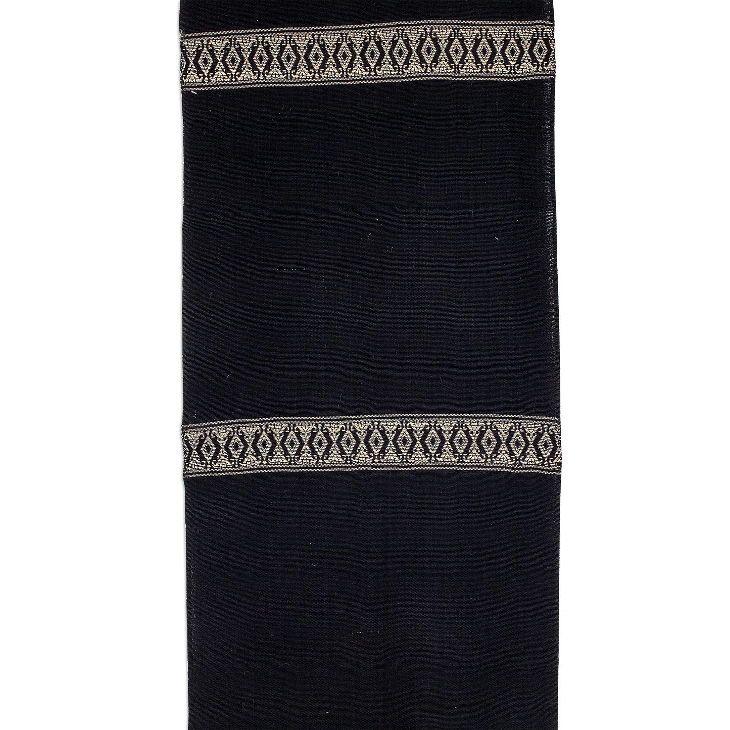 Beige Moon Handwoven Cotton Table Runner in Black from Guatemala