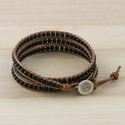 Calm Touch Onyx Beaded Wrap Bracelet from Thailand