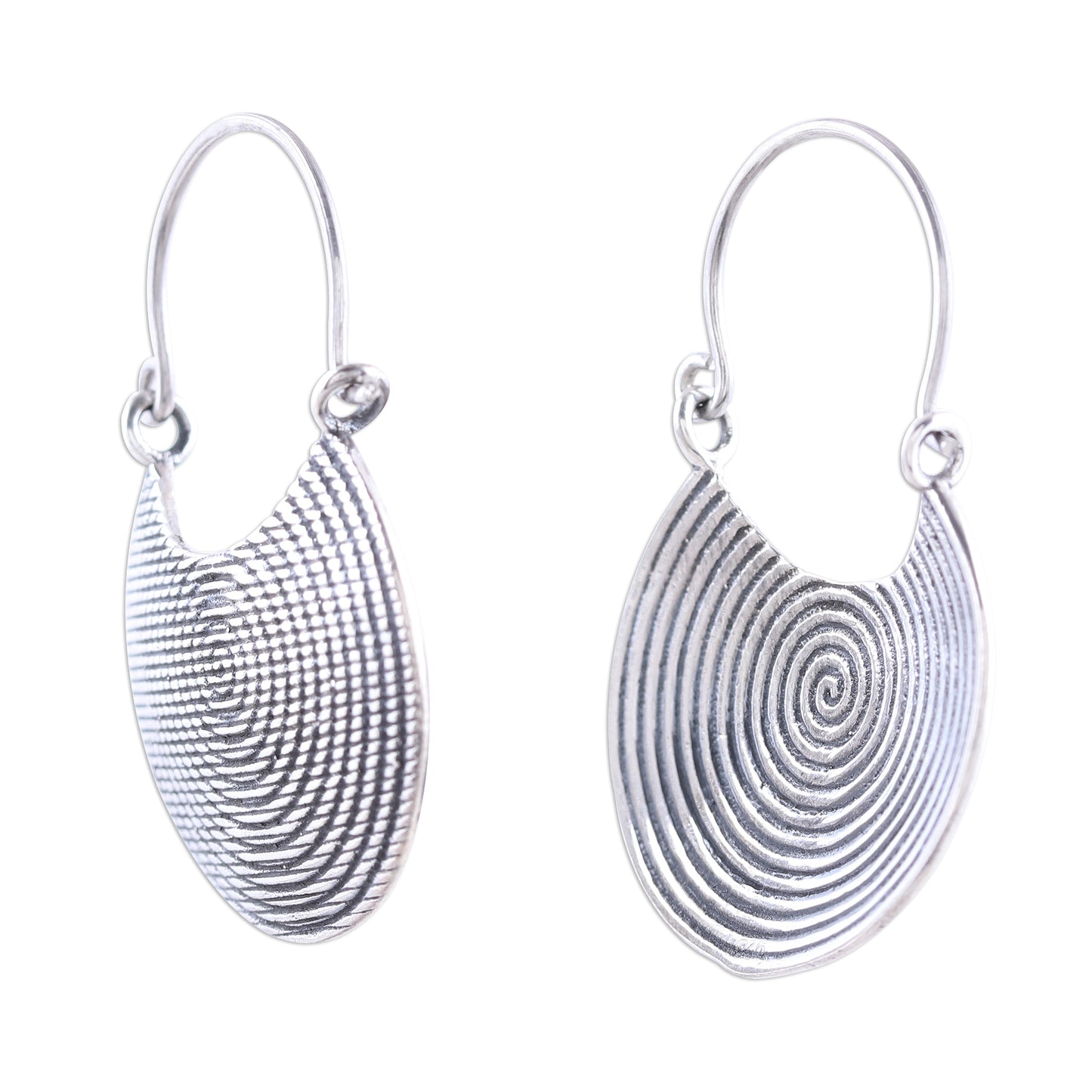 Spiral Delight Spiral Motif Sterling Silver Drop Earrings from India