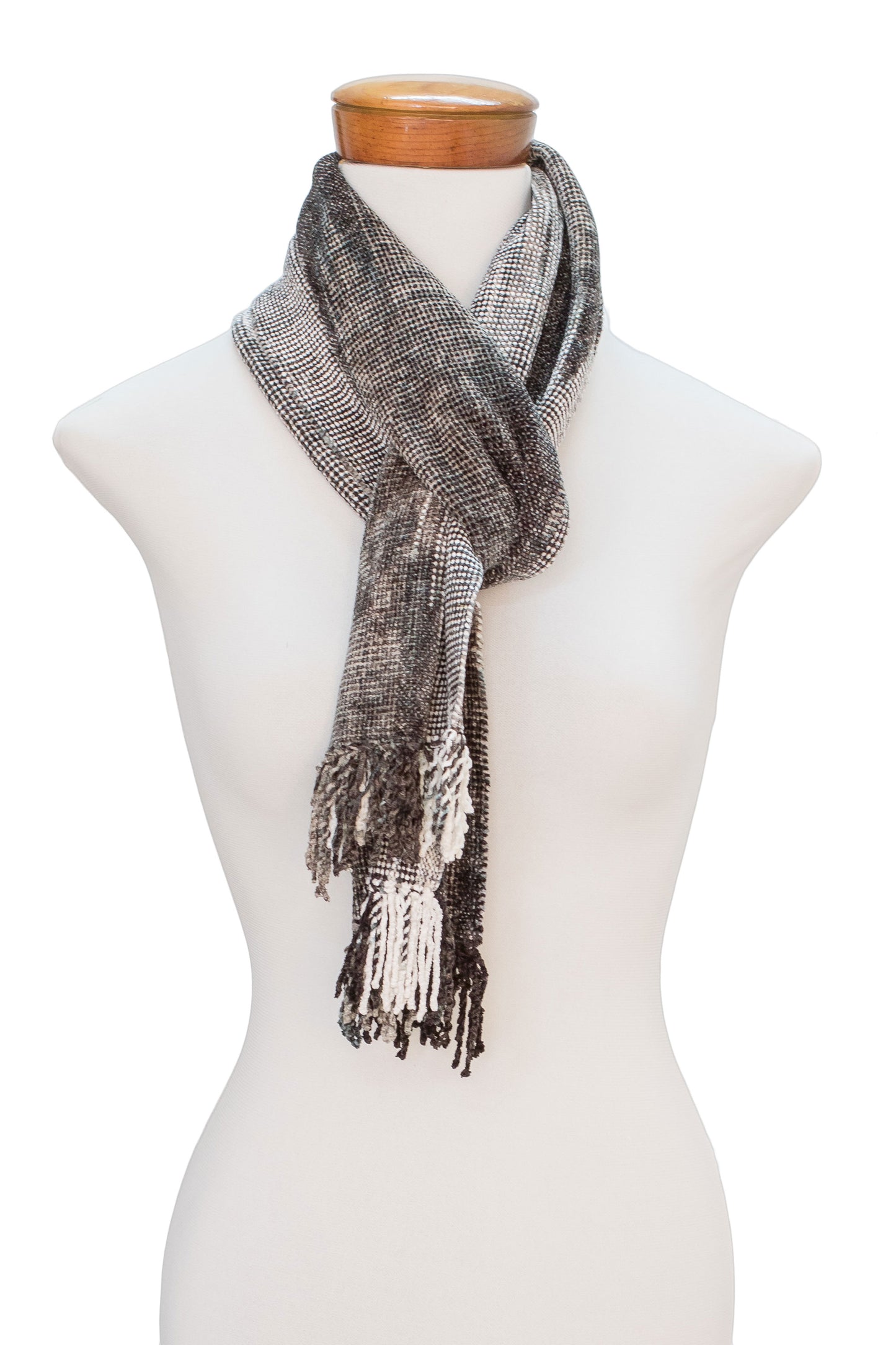 Infinite Universe Handwoven Grey Rayon Chenille Scarf from Guatemala