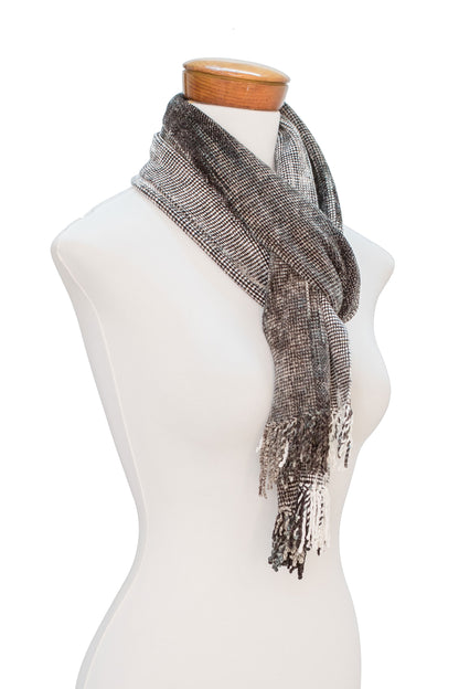 Infinite Universe Handwoven Grey Rayon Chenille Scarf from Guatemala