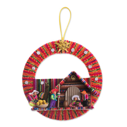 Happiness in the Andes Fabric Nativity Scene Ornament Handcrafted in Peru