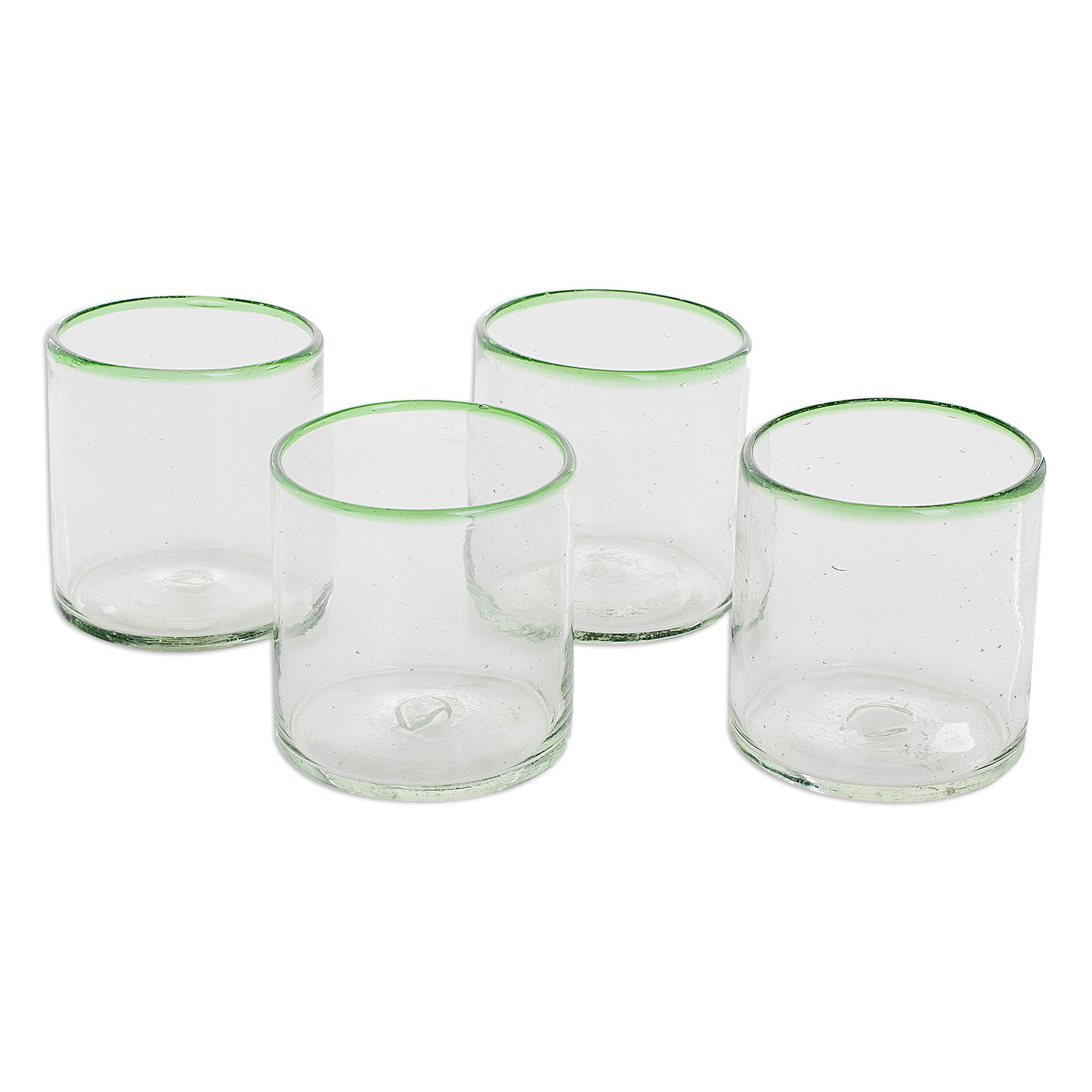 Green Mountain Green-Rimmed Recycled Glass Juice Glasses (Set of 4)