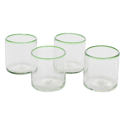 Green Mountain Green-Rimmed Recycled Glass Juice Glasses (Set of 4)