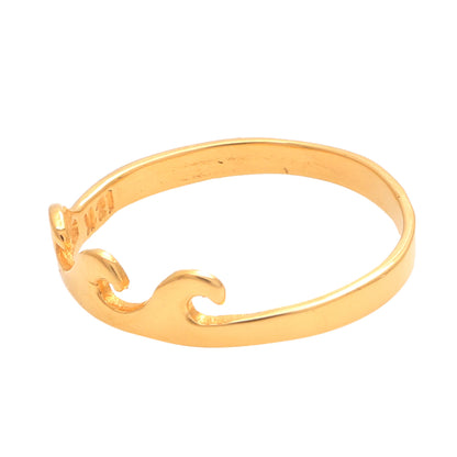 Indonesian Waves Wave Motif Gold Plated Sterling Silver Band Ring from Bali