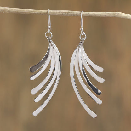 Illusory Cascade Artisan Crafted Sterling Silver Dangle Earrings from Mexico