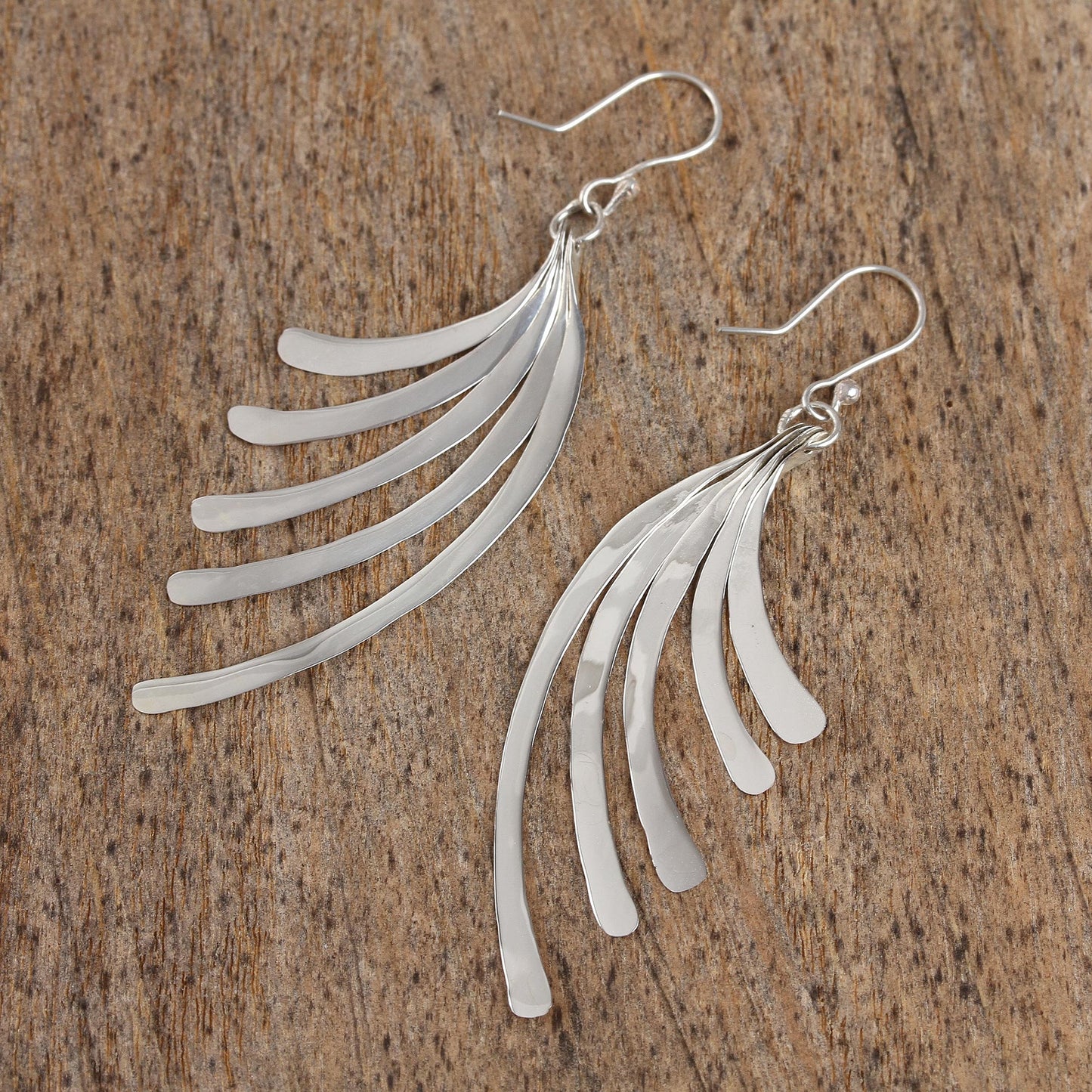 Illusory Cascade Artisan Crafted Sterling Silver Dangle Earrings from Mexico