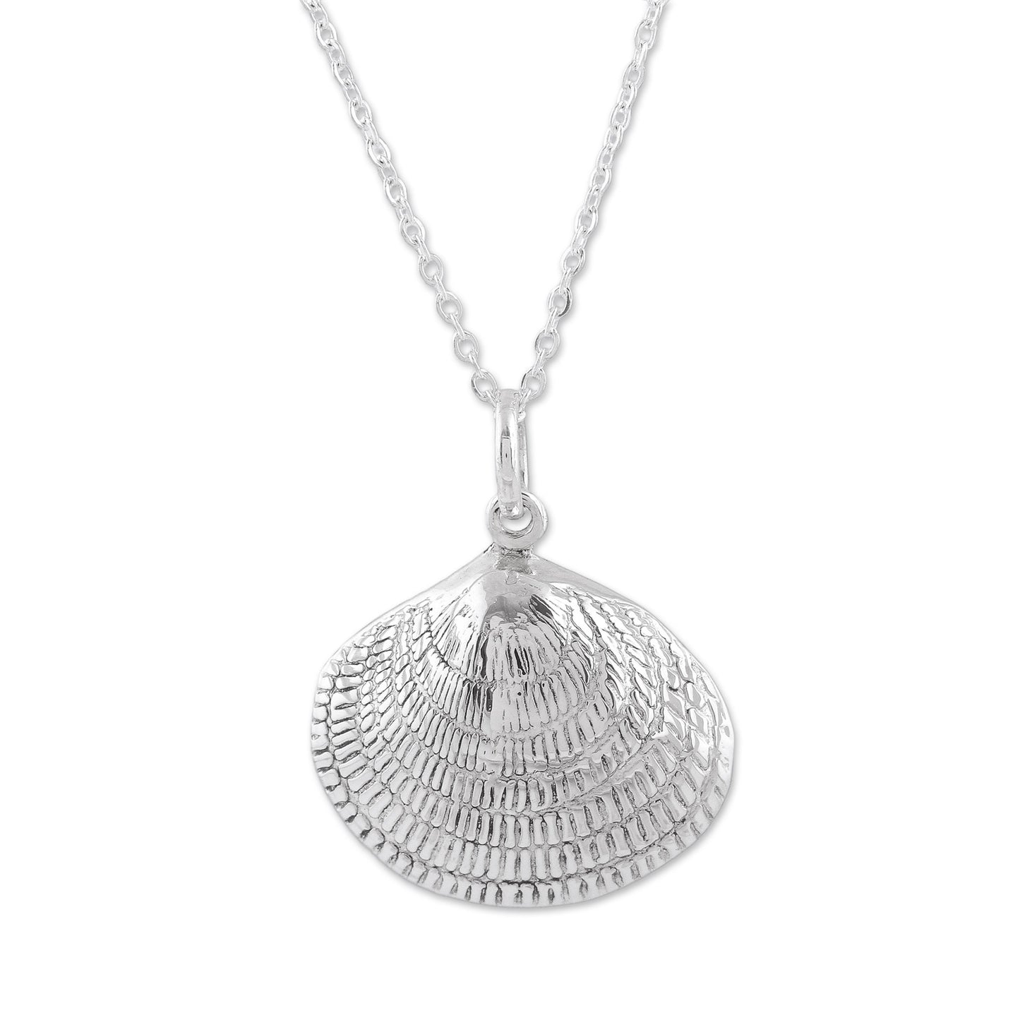 Mediterranean Shell Sterling Silver Seashell Pendant Necklace from Mexico