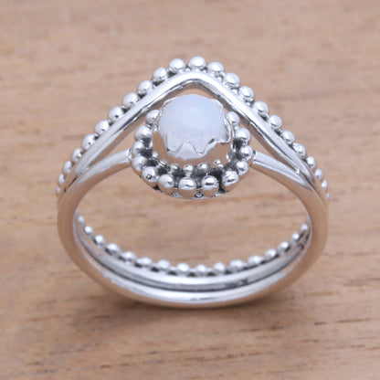 Enshrined Rainbow Moonstone Ring